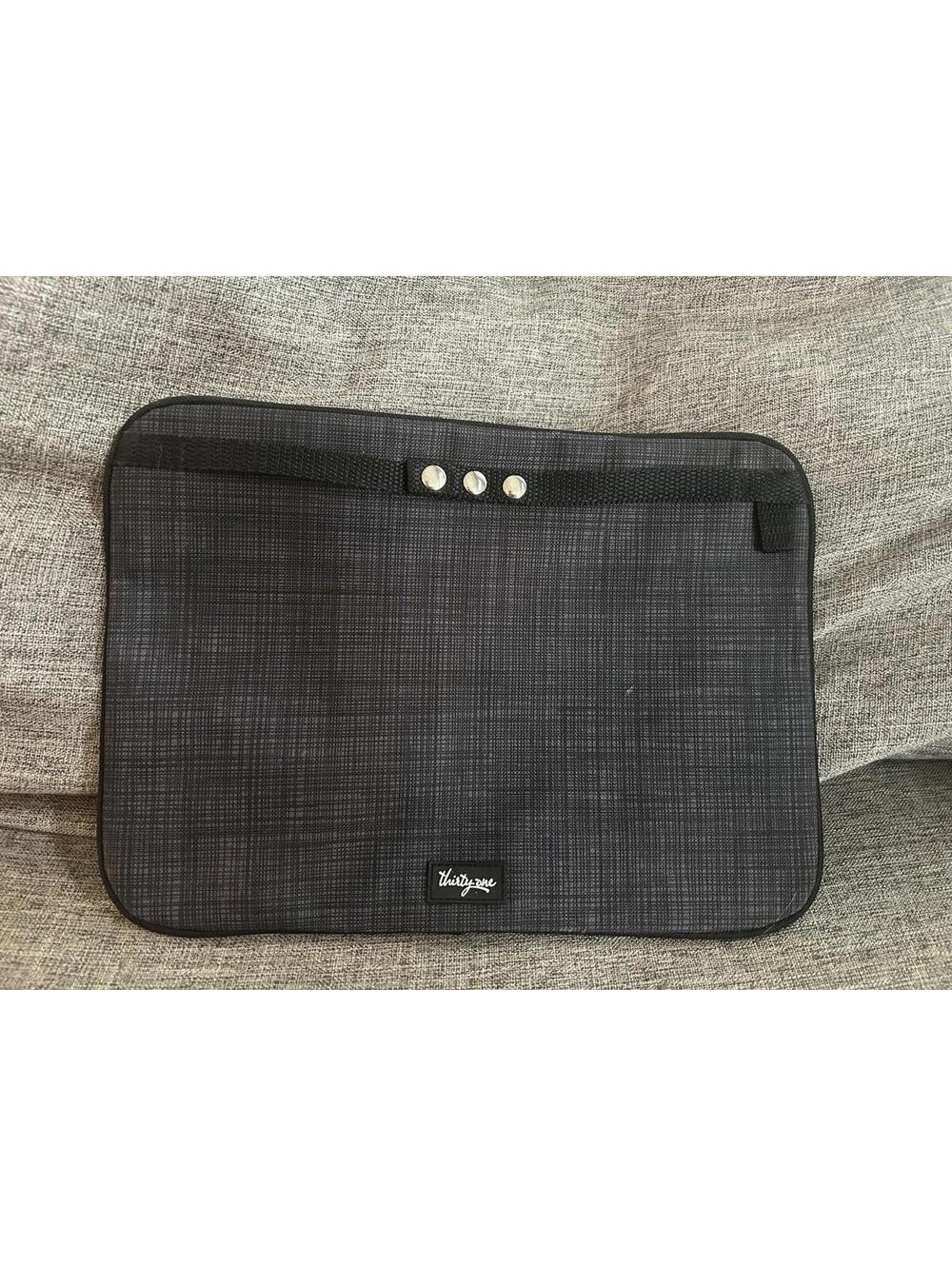 Thirty One Pocket A Tote In Charcoal Black Crosshatch 11x8" Zipper Pouch
